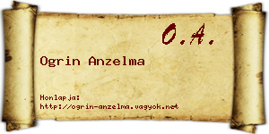 Ogrin Anzelma névjegykártya